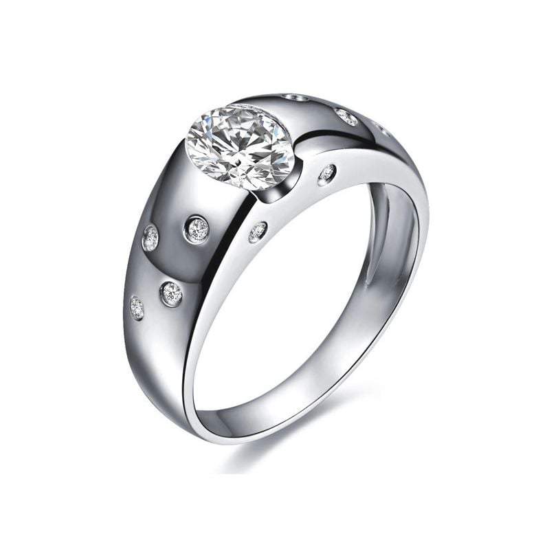 Anello Uomo Spencer - Oro Bianco 18k & Diamanti 0.84ct | Gemperles - 1