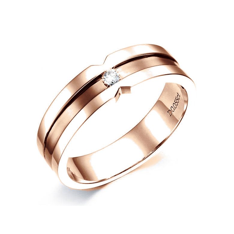 Anello Uomo in Oro rosa lucido/spazzolato e diamante | Horace - 1