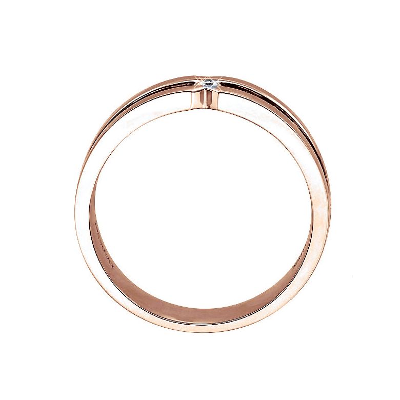 Anello Uomo in Oro rosa lucido/spazzolato e diamante | Horace - 3