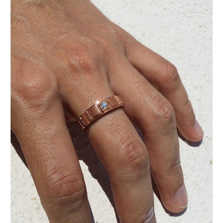 Anello per Uomo in Oro rosa 18k & Diamante brillante | Elbow - 1