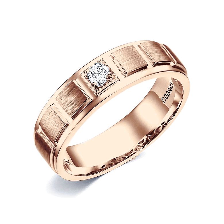 Anello per Uomo in Oro rosa 18k & Diamante brillante | Elbow - 2