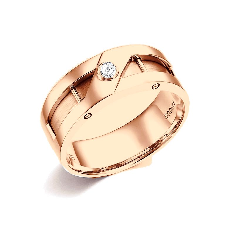 Anello Uomo - Oro rosa 8.10gr - Diamante 0.060ct - 1