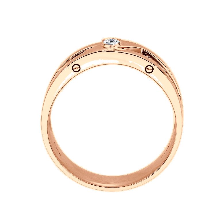 Anello Uomo - Oro rosa 8.10gr - Diamante 0.060ct - 2