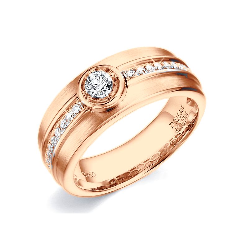 Anello Uomo - Oro rosa 8.20gr - Diamanti 0.193ct - 1
