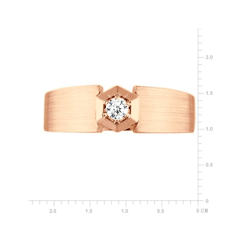 Anello per Uomo Oro rosa & Diamante solitario. Motivo esagonale | Capitaine - 2