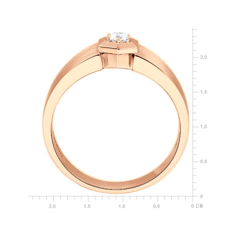 Anello per Uomo Oro rosa & Diamante solitario. Motivo esagonale | Capitaine - 3