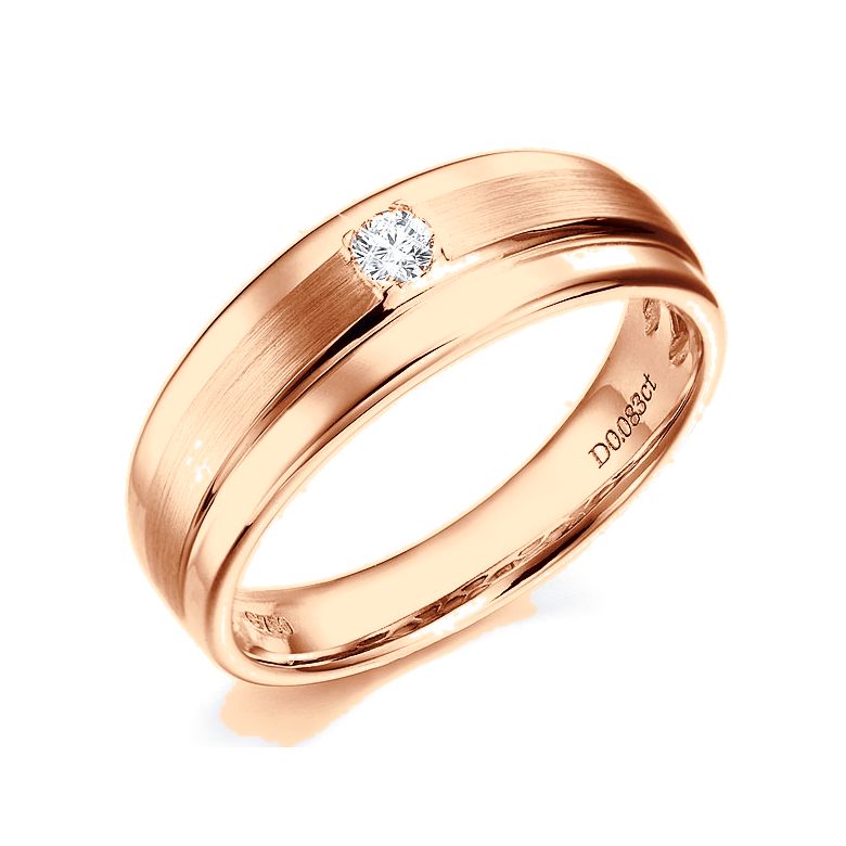 Anello Uomo - Oro rosa - Diamante 0.083ct - 2