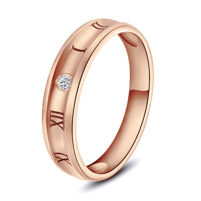 Anello da Uomo Numeri Romani - Oro Rosa e Diamante - 1