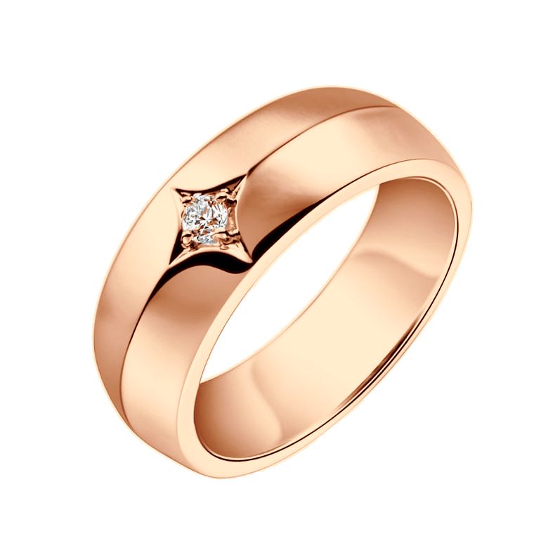 Anello per Uomo in Oro rosa 18ct. Diamante centrale | Borgia - 1