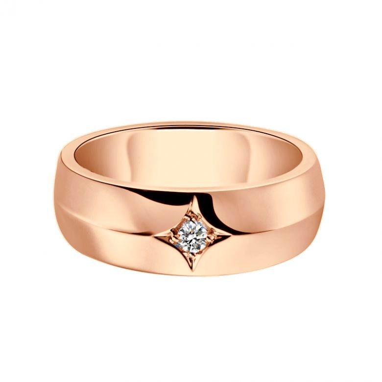 Anello per Uomo in Oro rosa 18ct. Diamante centrale | Borgia - 3