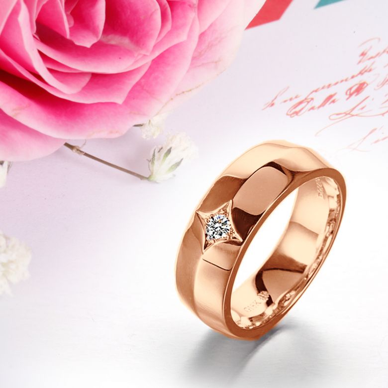 Anello per Uomo in Oro rosa 18ct. Diamante centrale | Borgia - 6