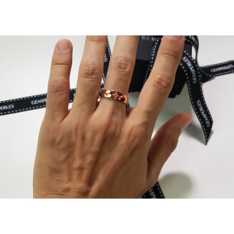 Anello per Uomo in Oro rosa 18ct. Diamante centrale | Borgia - 9