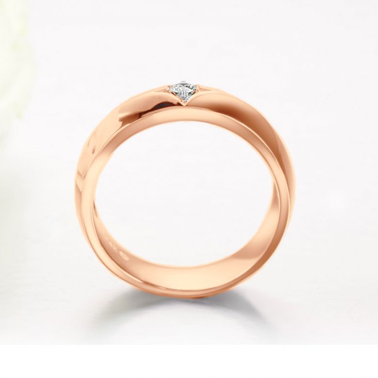 Anello per Uomo in Oro rosa 18ct. Diamante centrale | Borgia - 7