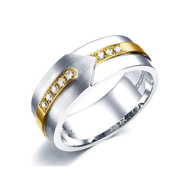 Anello Uomo in Oro bianco, giallo e Diamanti | Camillo - 1