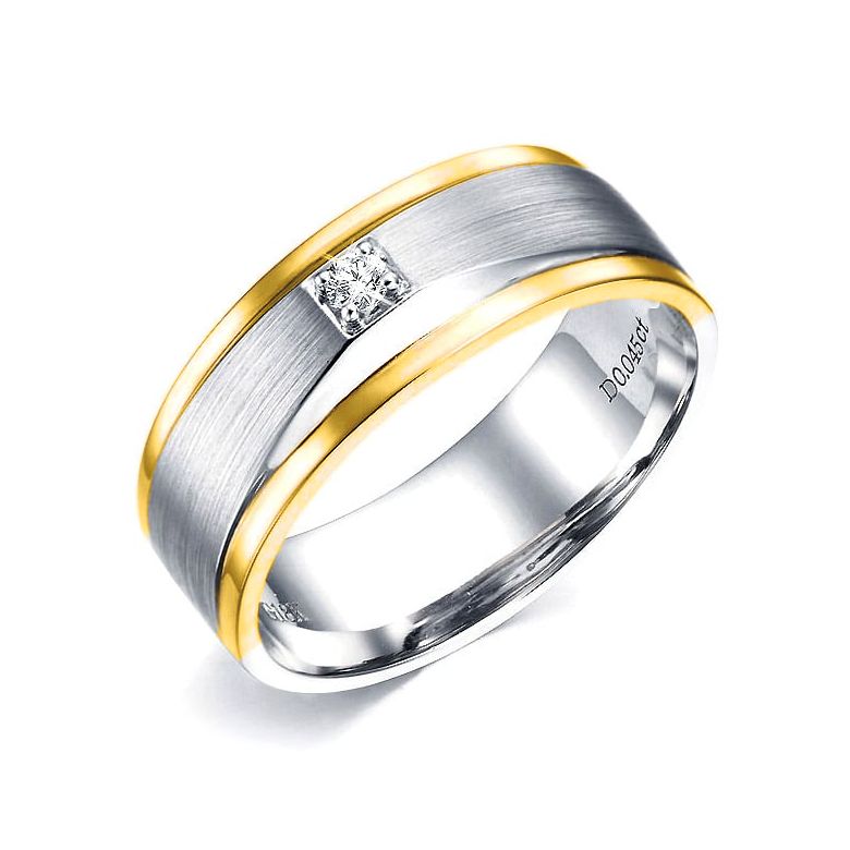 Anello Uomo in Oro bianco e giallo, Diamanti | Richard - 1