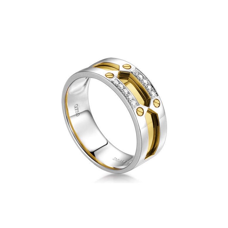 Anello Uomo in Oro bianco e giallo 18ct, Diamanti | Ford - 1