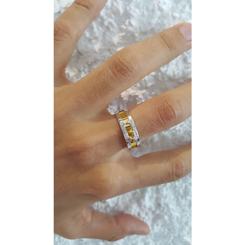 Anello Uomo in Oro bianco e giallo 18ct, Diamanti | Ford - 4