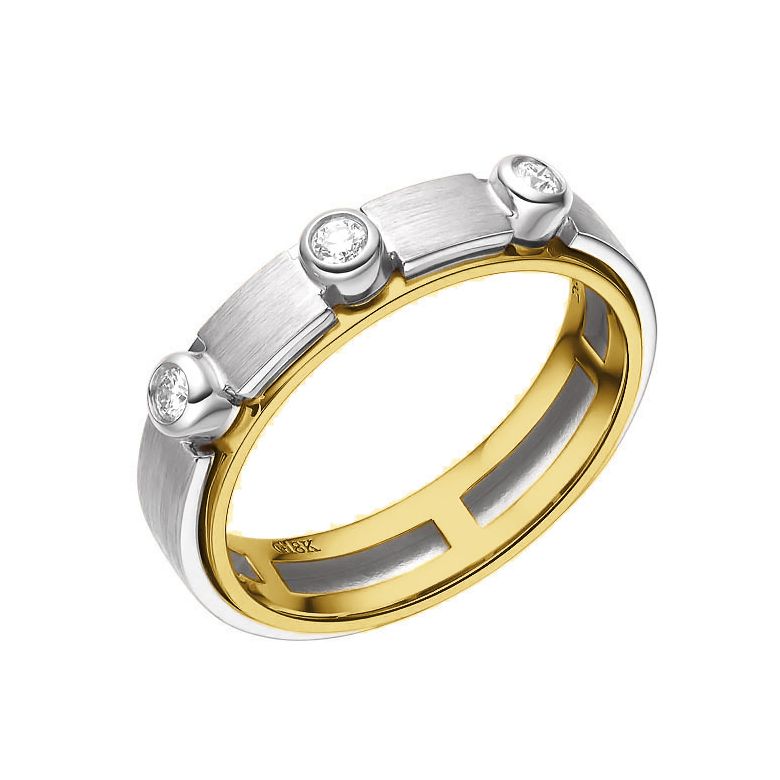 Anello per Uomo in Oro bianco e giallo, diamanti | Phède - 1
