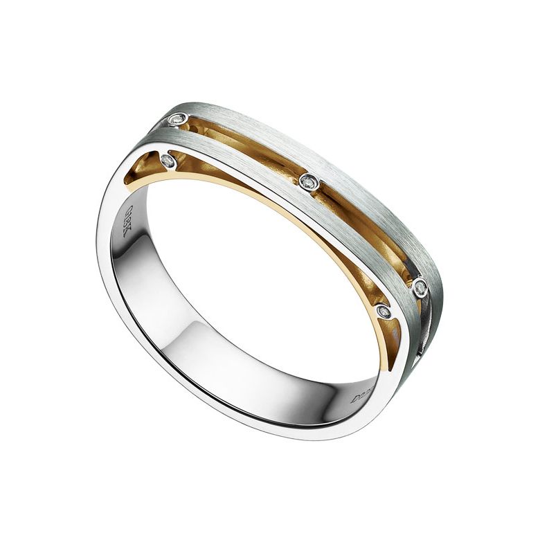 Anello da Uomo Junon - Oro bianco e giallo, Diamanti - 1