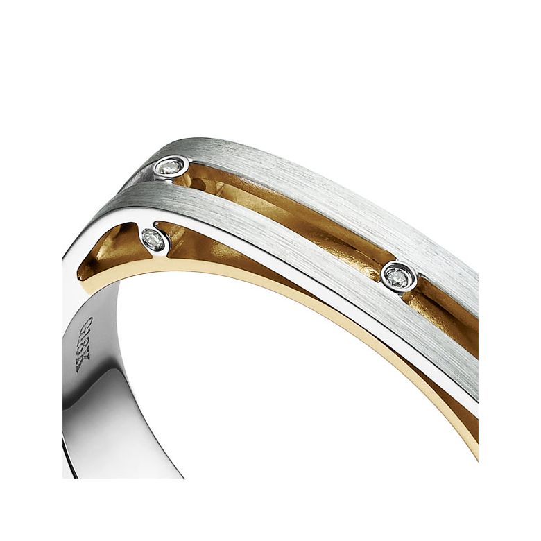 Anello da Uomo Junon - Oro bianco e giallo, Diamanti - 2