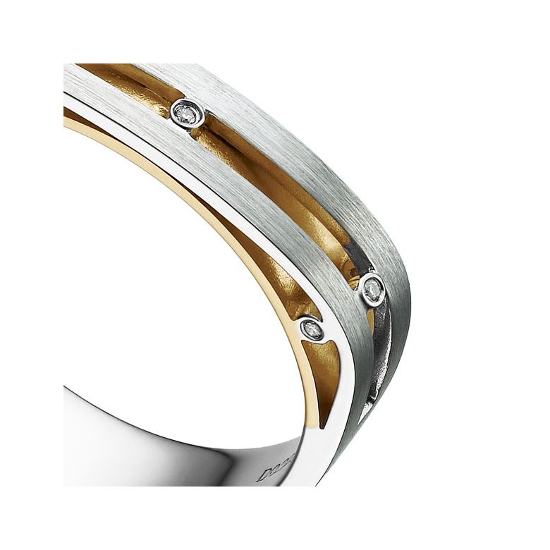 Anello da Uomo Junon - Oro bianco e giallo, Diamanti - 3