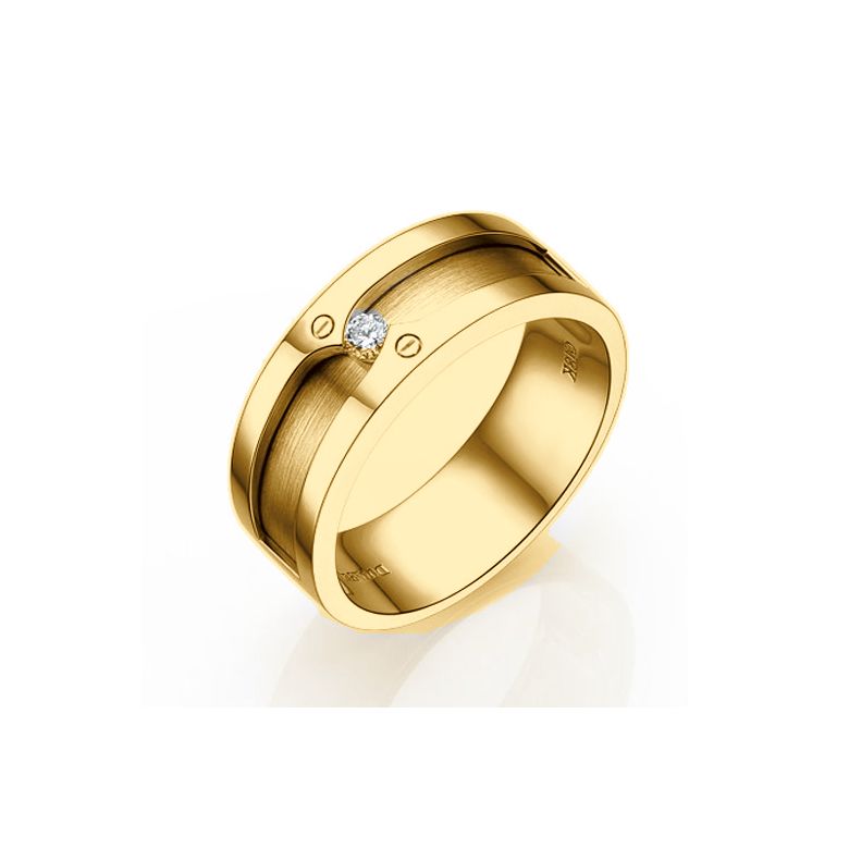 Anello Uomo - Oro giallo 9.50gr - Diamante 0.060ct - 1