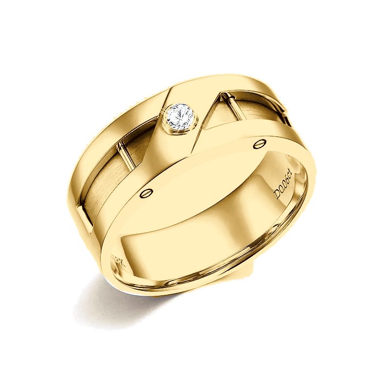 Anello Uomo - Oro giallo 8.10gr - Diamante 0.060ct - 1