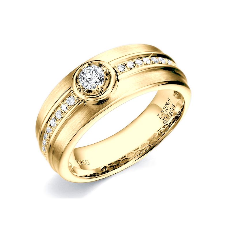 Anello Uomo Chevalière oro giallo 750/1000, Diamante Incastonato - 1