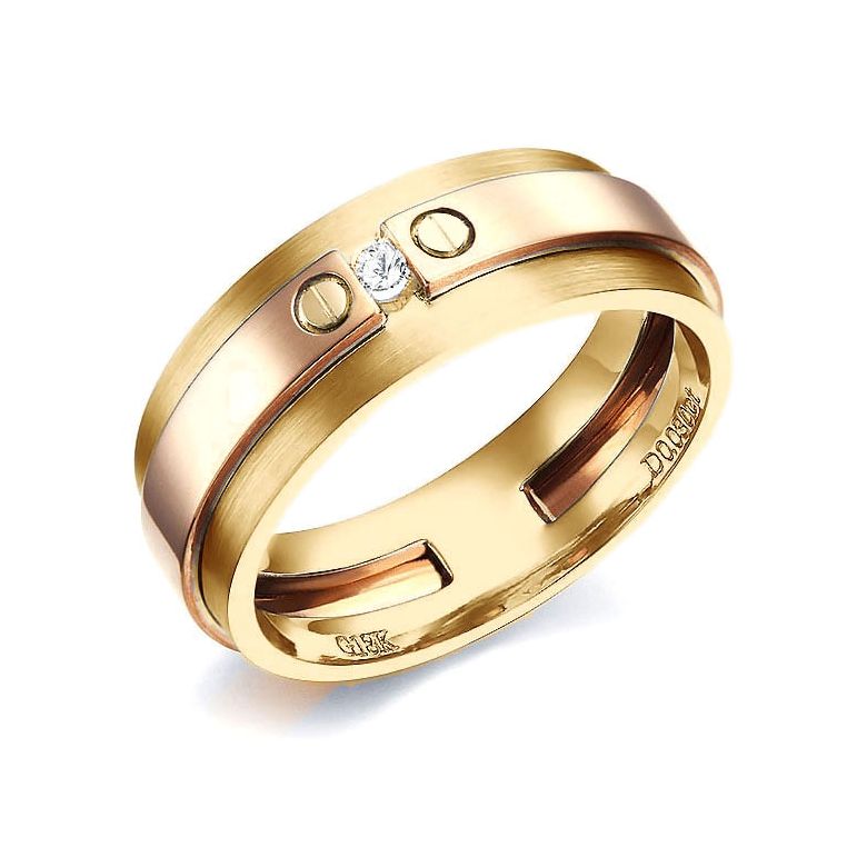 Anello Uomo in Oro giallo e rosa con diamanti | Britannicus - 1