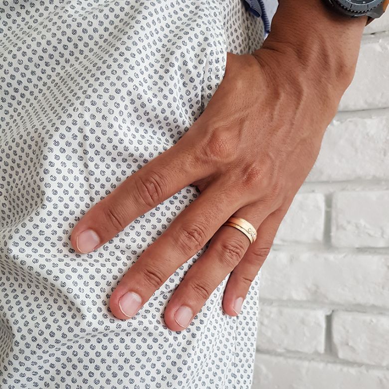 Anello Uomo in Oro giallo e rosa con diamanti | Britannicus - 4