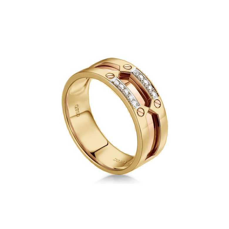 Anello Uomo in Oro giallo e rosa 18ct, Diamanti | Ford - 1