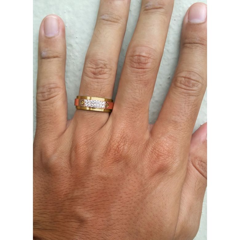 Anello Uomo. Metallo Oro giallo e rosa 18k. Diamanti 0.205ct | Diomede - 3