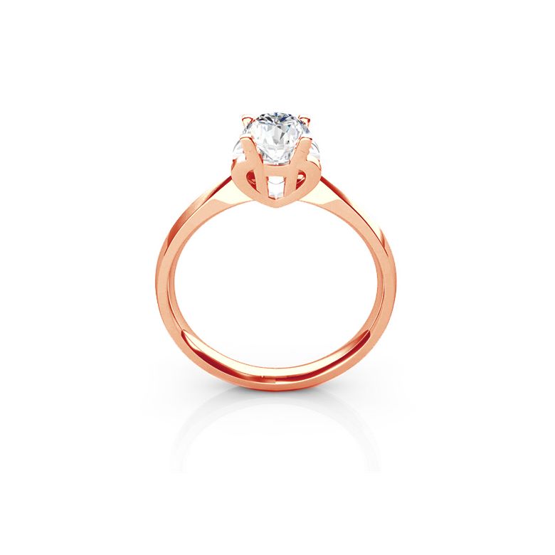 Anello Solitario Lettera Alfabeto H - Oro Rosa e Diamante | Gemperles - 1