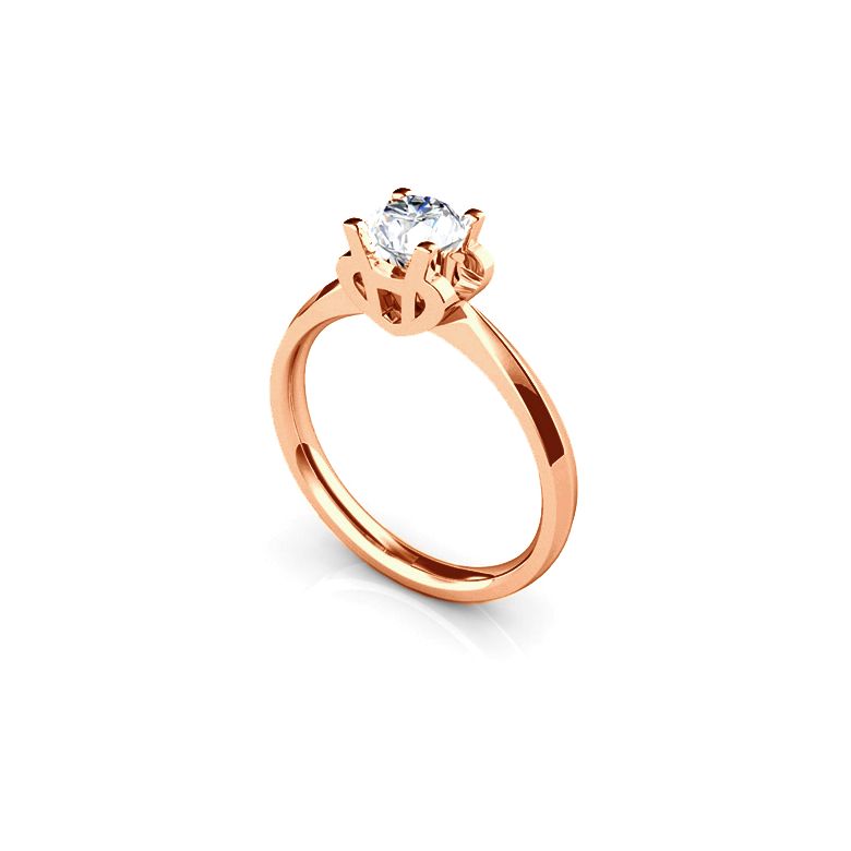 Anello Solitario Lettera Alfabeto H - Oro Rosa e Diamante | Gemperles - 2