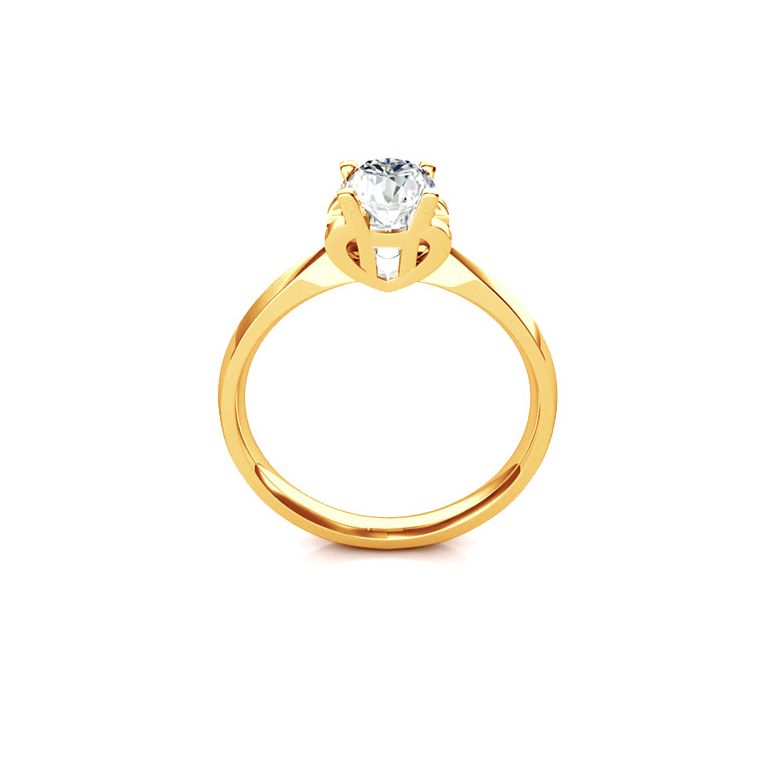 Anello Solitario Lettera Alfabeto H - Oro Giallo e Diamante | Gemperles - 1