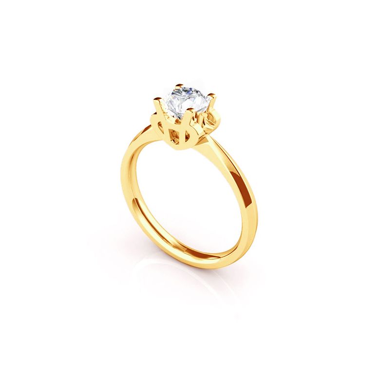 Anello Solitario Lettera Alfabeto H - Oro Giallo e Diamante | Gemperles - 2