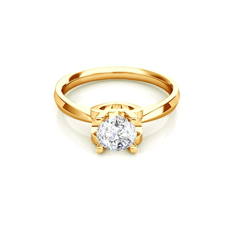 Anello Solitario Lettera Alfabeto H - Oro Giallo e Diamante | Gemperles - 3