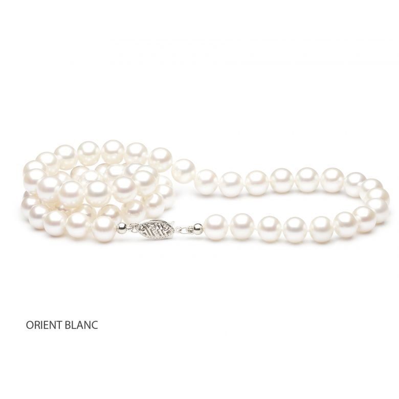 Collana Mistinguett  - Perle d'Acqua Dolce Bianche - 7/7.5mm, AAA - 3