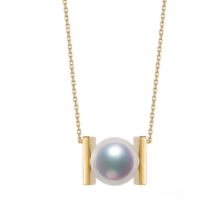 Ciondolo Otohiko. Sobrio, Moderno ed Elegante. Oro giallo e Perla Akoya I Gemperles - 1
