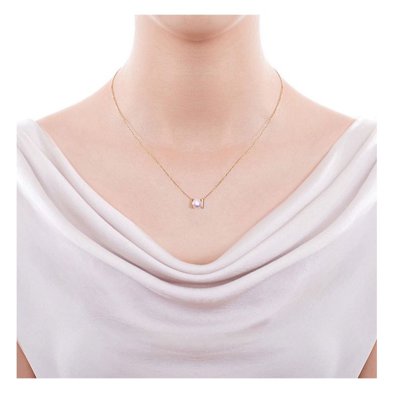 Ciondolo Otohiko. Sobrio, Moderno ed Elegante. Oro giallo e Perla Akoya I Gemperles - 2