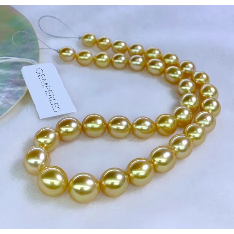 Collana Nefertiti - Perle Coltivate Dorate Gold dei Mari del Sud - 8
