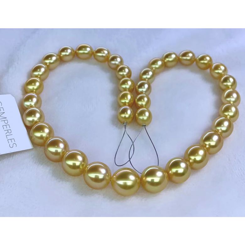 Collana Nefertiti - Perle Coltivate Dorate Gold dei Mari del Sud - 9