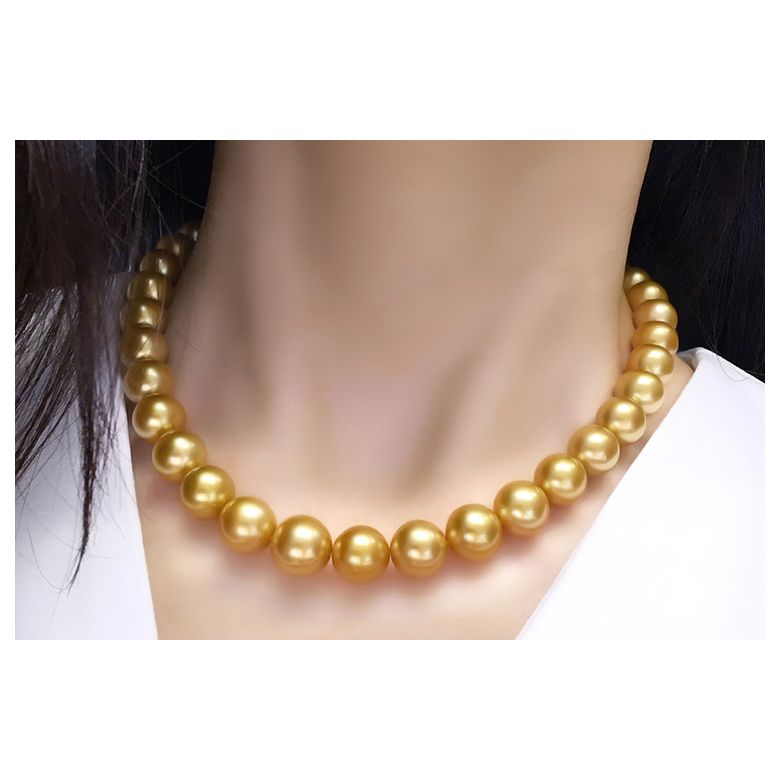 Collana Clothilde - Perle Coltivate Dorate Gold dei Mari del Sud oro bianco - 4