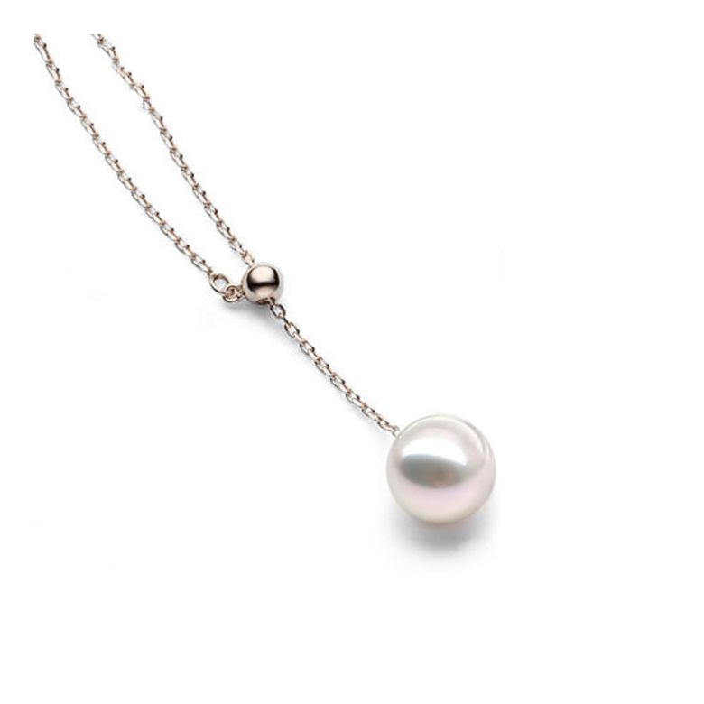 Collana con Ciondolo Sado- Oro Rosa e Perla Akoya Bianca - 1