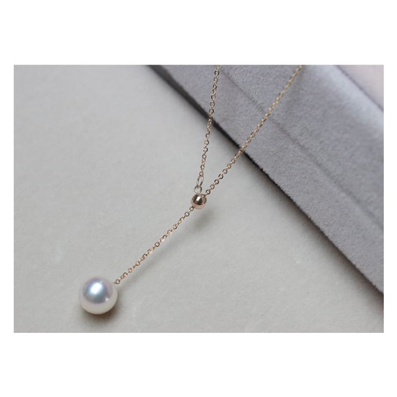 Collana con Ciondolo Sado- Oro Rosa e Perla Akoya Bianca - 5