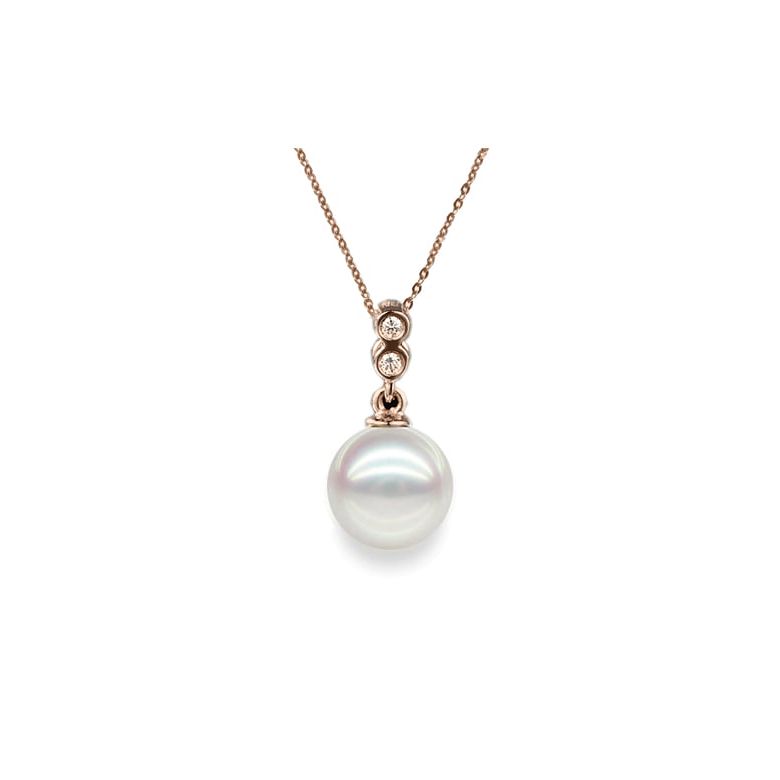 Ciondolo Dozen - Oro Rosa, Diamanti e Perla Akoya - 1