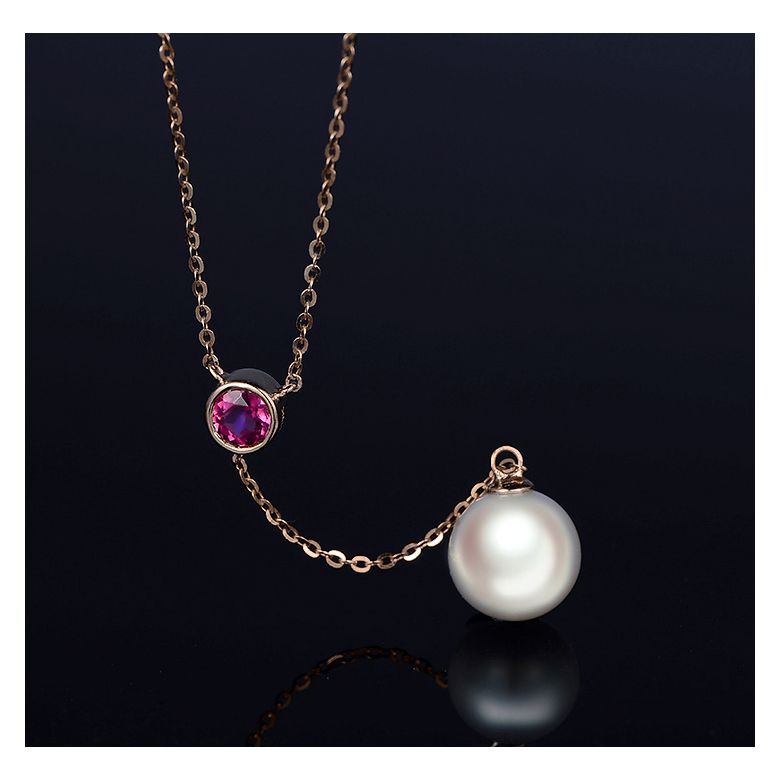 Ciondolo Yamato - Oro Rosa, Zaffiro Rosa e Perla Akoya - 3