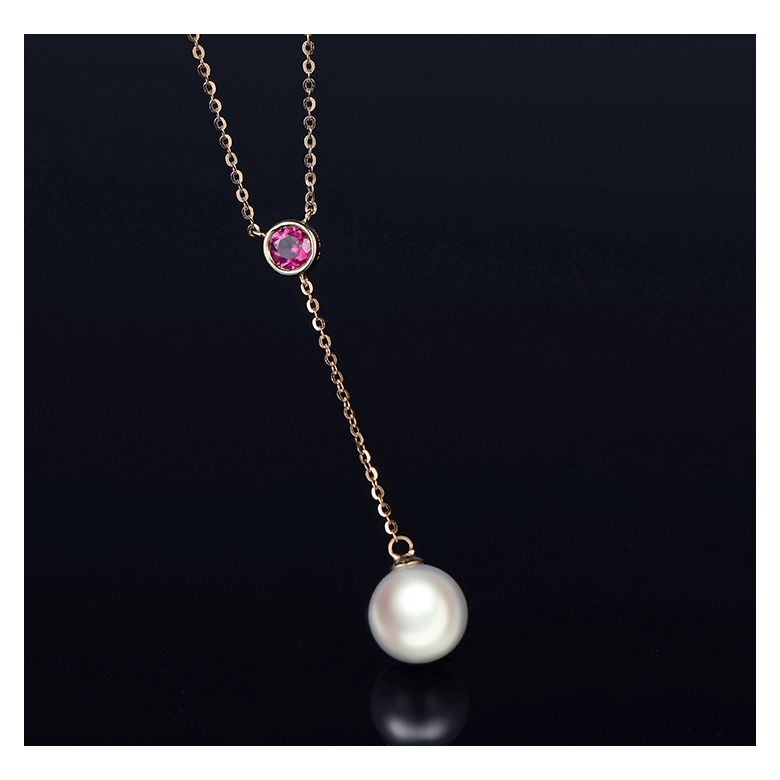 Ciondolo Yamato - Oro Rosa, Zaffiro Rosa e Perla Akoya - 4