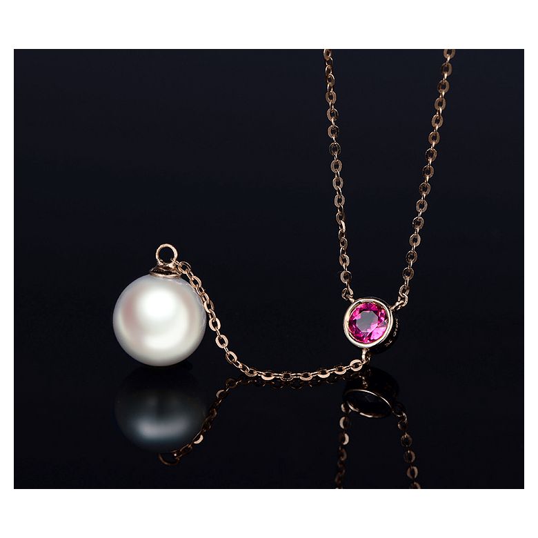 Ciondolo Yamato - Oro Rosa, Zaffiro Rosa e Perla Akoya - 6