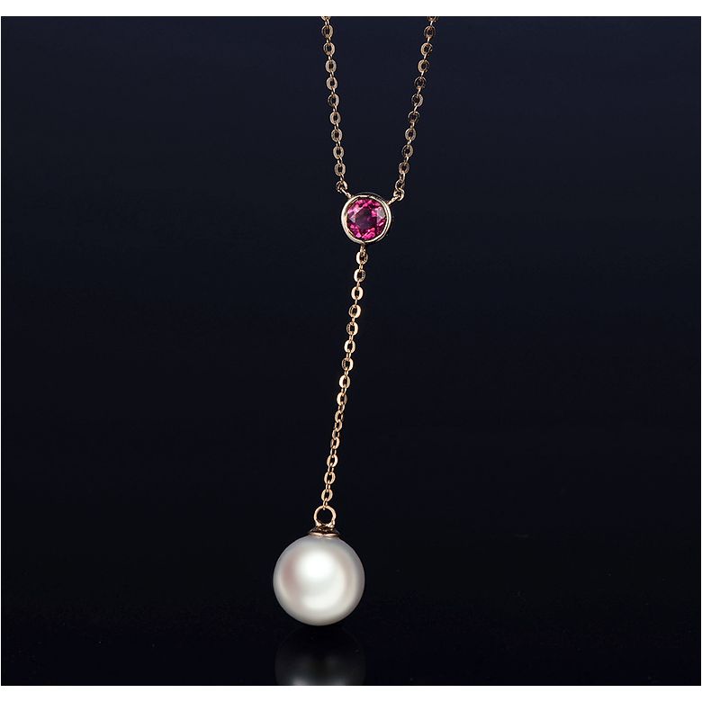 Ciondolo Yamato - Oro Rosa, Zaffiro Rosa e Perla Akoya - 7